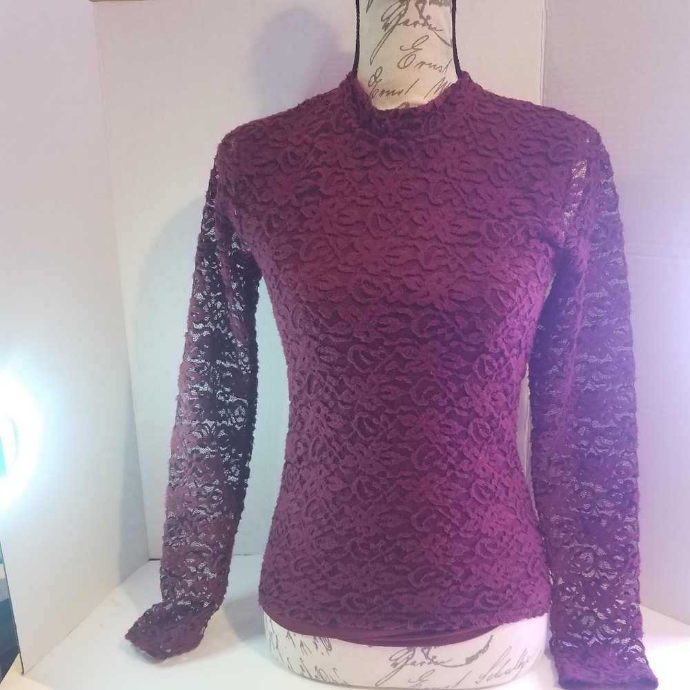 Red long sleeve mock neck hollister